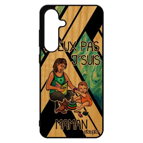 Coque Silicone Pour Samsung Galaxy S24 Fe Bois Humour J'peux Pas J'suis Maman Comique Etui Mere Bleu Naissance Fille Tpu Telephone Bd Je