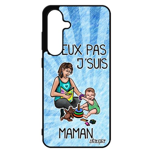 Coque J'peux Pas J'suis Maman Pour Samsung Galaxy S24 Fe Silicone Bd Je Etui Humour Smartphone Cadeau De Noel Bleu Enfant Mere Texte Noir