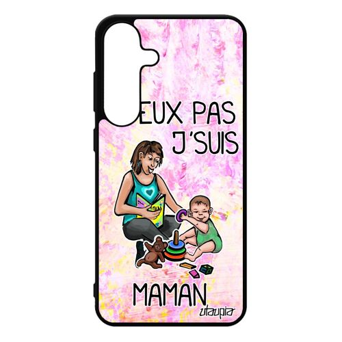 Coque Antichoc Pour Samsung S25+ Plus Silicone J'peux Pas J'suis Maman Original Parent Dessin Je Comique Violet Noir Texte Mere De Pour Galaxy