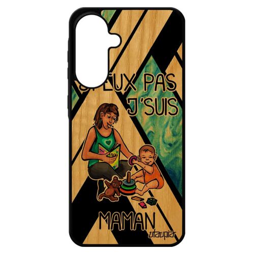 Coque Silicone Humour J'peux Pas J'suis Maman Antichoc Pour Samsung Galaxy A56 5g Bois Bleu Cadeau D'anniversaire Mere Souple Mobile Bd