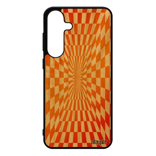 Coque S25+ Plus vrai bois silicone illusion d'optique graphique carreaux effet geometrique magie Dégradé mobile carre pour Samsung galaxy