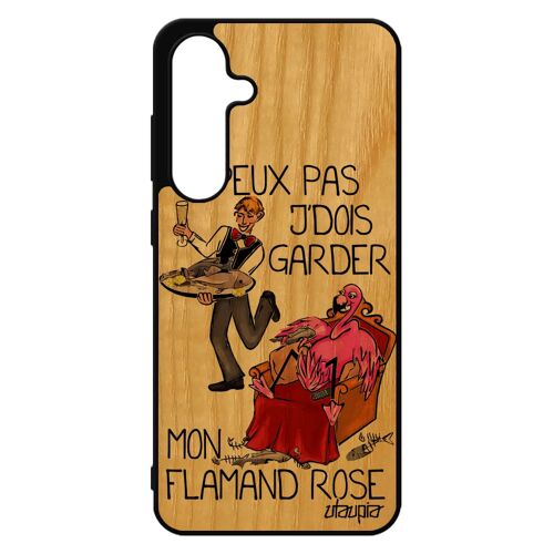 Coque S24 Fe En Bois Silicone J'peux Pas J'dois Garder Mon Flamand Rose Oiseau Drole Humour Je Noir Comique Fr¿Ne Tpu Pour Samsung Galaxy