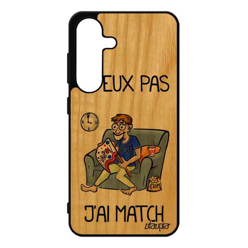 Coque Pour Samsung Galaxy S25 Vrai Bois Silicone J'peux Pas J'ai Match Coupe D'europe Basket Mobile Humoristique Coupe Du Monde Humour De