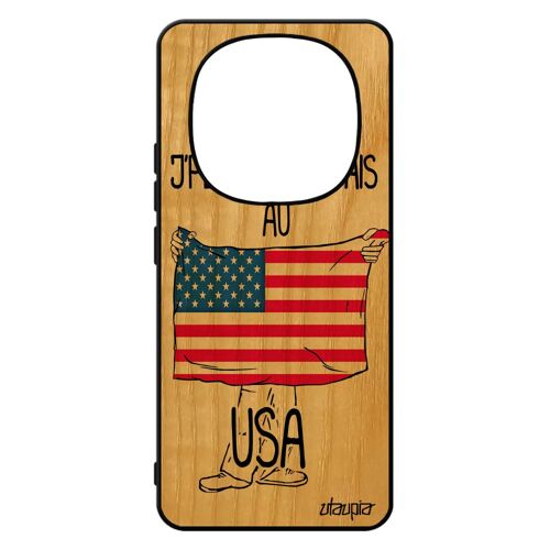 Coque Telephone 14 Pro+ Plus 5g /Redmi Note 14 Pro En Bois Silicone J'peux Pas J'vais Au Usa Drapeau Americain Football Nba Pour Xiaomi
