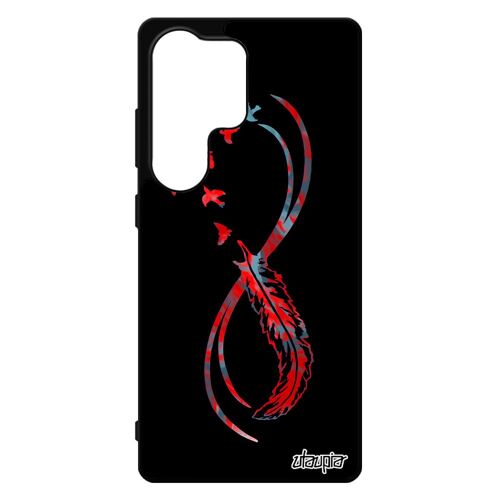 Coque Infini Pour Samsung S25 Ultra En Silicone Rouge Tpu Symbole Jolie Sm-S938b/Ds Pas Cher Personnalis¿ Sans Fin Plume Oiseau Pour Galaxy