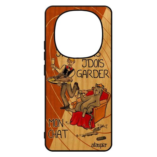 Coque En Bois Silicone Pour 14 Pro+ Plus 5g /Redmi Note 14 Pro J'peux Pas J'dois Garder Mon Chat Bd Humoristique Drole Case Pour Xiaomi
