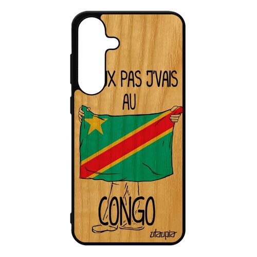 Coque Bois J'peux Pas J'vais Au Congo S25+ Plus Silicone Foot Congolais Drapeau Rdc Kinshasa Football Pour Samsung Galaxy