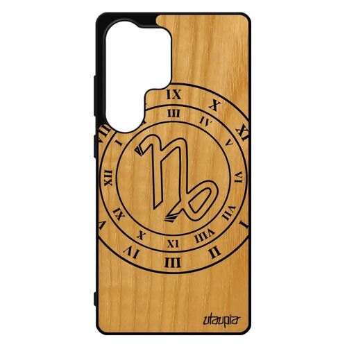 Coque Silicone S25 Ultra Bois Veritable Signe Astrologique Capricorne Du Zodiaque Univers Galaxie Planete 4g Noir De Pour Samsung Galaxy