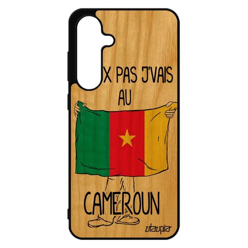 Coque En Bois Pour Samsung S24 Fe Silicone J'peux Pas J'vais Au Cameroun Can Drapeau Camerounais Coupe Du Monde Basket 4g Foot Jo Pour Galaxy