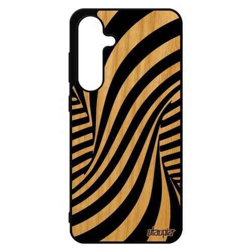 Coque Silicone Pour Samsung Galaxy S24 Fe Vrai Bois Illusion D'optique Bicolore Portable 3d Effet Telephone Mirage Rigide Made In France