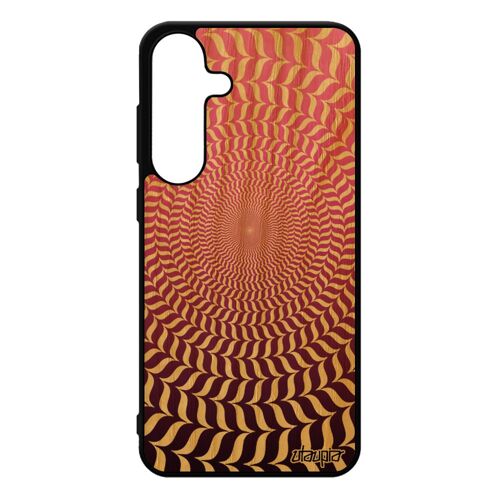 Coque pour S25+ Plus bois silicone illusion d'optique effet magique antichoc Dégradé spirale rond de protection rose pour Samsung galaxy