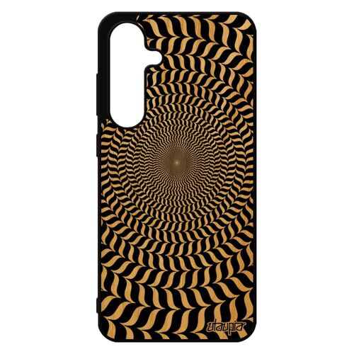 Coque Pour Samsung S24 Fe Bois Silicone Illusion D'optique Bicolore Noir Noir Et Blanc Rond Effet Spirale Rigide Mirage Fr¿Ne Pour Galaxy