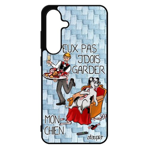 Coque Silicone Pour Samsung S24 Fe J'peux Pas J'dois Garder Mon Chien Cover Tpu Humour Animaux Bd Noir Bleu Chiot Case Drole Pour Galaxy
