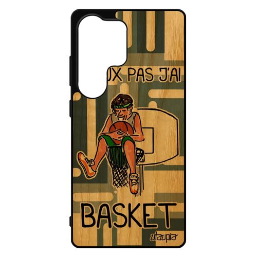 Coque Pour Samsung S25 Ultra En Bois Veritable Silicone J'peux Pas J'ai Basket Basketball Drole Bande Dessin¿E Unique Naturel Pour Galaxy