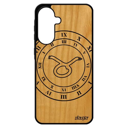 Coque Pour Samsung Galaxy A56 5g Bois Silicone Signe Astrologique Taureau Horoscope Galaxie Telephone Caoutchouc Du Zodiaque Portable De