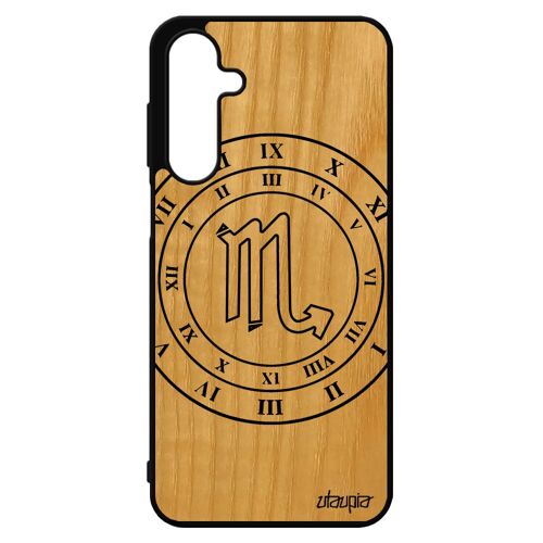 Coque Silicone Pour A16 4g 5g En Bois Signe Astrologique Scorpion Univers Horloge Noir De Protection Horoscope Design Pour Samsung Galaxy