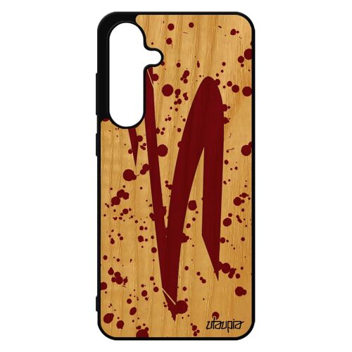 Coque Pour Galaxy S24 Fe En Bois Silicone Signe Du Zodiaque Belier Ascendant Homme Tache D'encre Dessin Telephone Horoscope Rouge Pour Samsung