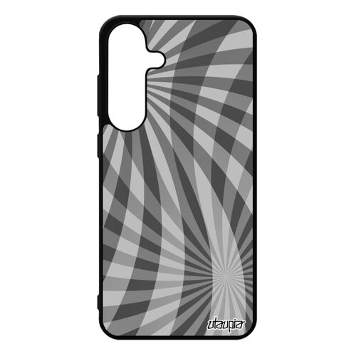 Coque Pour S25+ Plus En Silicone Illusion D'optique Etui Jolie Geometrie Gris Fond De Protection Unique Metal Effet Pour Samsung Galaxy