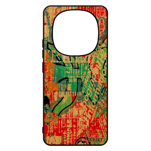 Coque Silicone Pour 14 Pro+ Plus 5g /Redmi Note 14 Pro En Vrai Bois Et Street Art Telephone Tag Peinture Graffiti Fond Mobile Pour Xiaomi