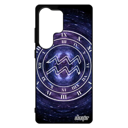 Coque Pour Samsung S25 Ultra Silicone Signe Astrologique Verseau Original Univers Montre Bleu Housse Mobile Etoiles Horoscope Pour Galaxy