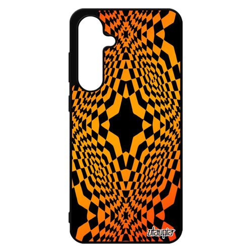 Coque silicone illusion d'optique pour Samsung S24 FE losange orange geometrique portable telephone etoile design graphique pour galaxy