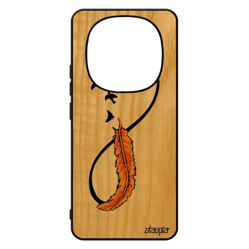Coque Redmi Note 14 Pro/14 Pro+ Plus 5g En Bois Silicone Infini Rigide Oiseau Portable Sans Fin Jaune Dessin Etui Nuage Vrai Pour Xiaomi