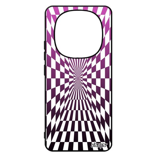 Coque Pour Redmi Note 14 Pro/14 Pro+ Plus 5g Silicone Illusion D'optique Portable Geometrique Rose Effet Magique Dessin Carre Pour Xiaomi