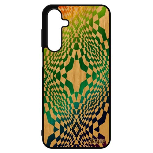 Coque Illusion D'optique Pour Samsung Galaxy A16 4g 5g En Bois Silicone Gay Pride Multicolore Etui Effet Solide Geometrique Losange Gel