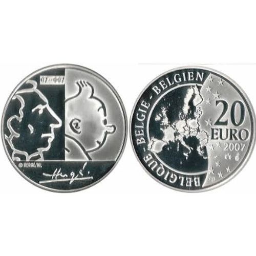 20 Euro Argent Tintin Centenaire Herge Belgique 2007