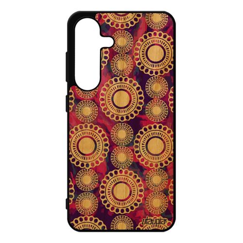 Coque Pour Samsung Galaxy S25 Bois Veritable Silicone Motif Floral Portable Ethnique Housse Indien Indienne Fleur Multicolore Dessin 4g