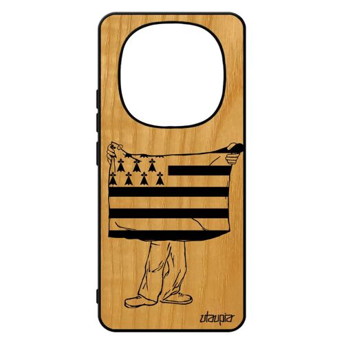 Coque Pour Xiaomi 14 Pro+ Plus 5g /Redmi Note 14 Pro Bois Silicone Drapeau Bretagne Breton Foot Gwenn Ha Du Region Basket Case Tpu Cover