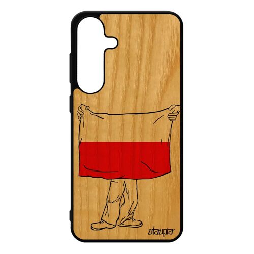 Coque Pour Samsung S25+ Plus Bois Silicone Drapeau Pologne Polonais Coupe D'europe Euro Foot Basket Telephone Pour Galaxy