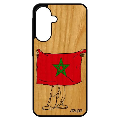 Coque Bois Silicone A56 5g Drapeau Maroc Marocain Etui Original Portable Foot Can Coupe Du Monde Jo Pour Samsung Galaxy