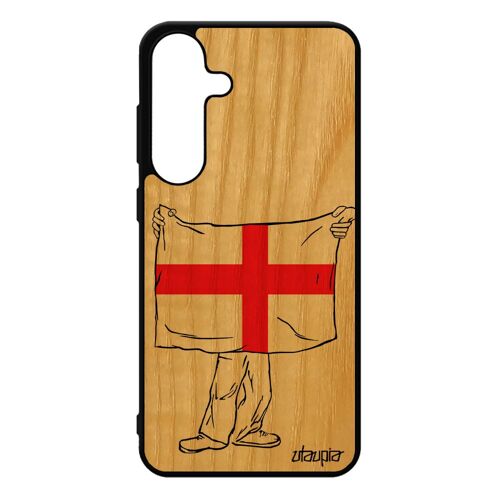 Coque Bois Pour S25+ Plus Silicone Drapeau Angleterre Anglais Royaume Unis Etui Rugby 5g Euro Grande Bretagne Unique Pour Samsung Galaxy