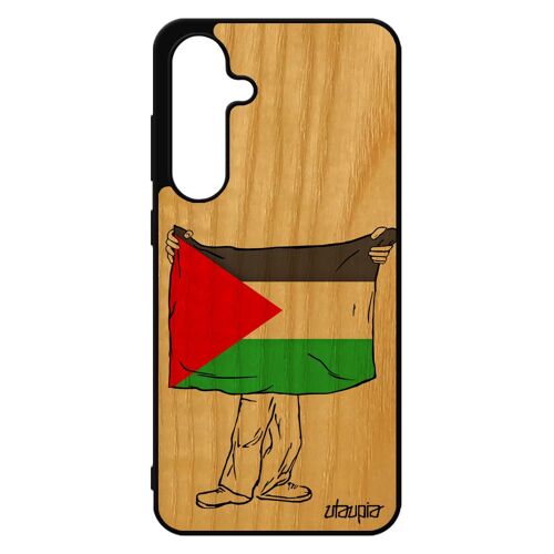 Coque Drapeau Palestine Palestinien Pour Samsung S24 Fe Bois Silicone Basket Etui Foot Cover Football Jo De Pour Galaxy