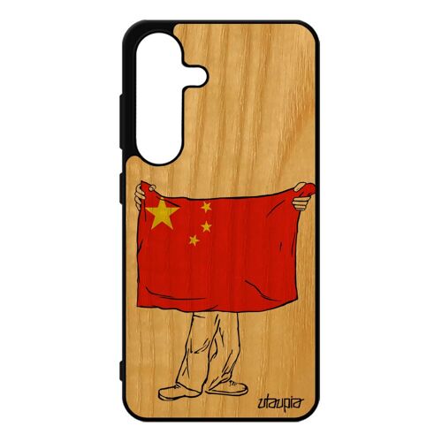 Coque Bois Pour Samsung S25 Silicone Drapeau Chine Chinois Jo Basket Etui Coupe Du Monde Cover Personnalis¿ Foot Pour Galaxy