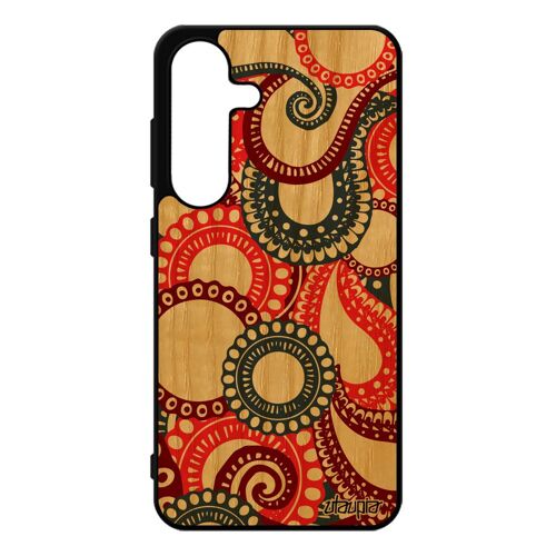 Coque Motif Cachemire Pour S25 Bois Silicone Color¿ Indien Bumper Design Fantaisie Ethnique Case Noir Dessin Indienne Pour Samsung Galaxy
