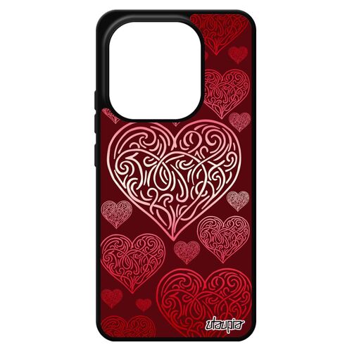 Coque coeur Redmi Note 14 4G Europe silicone romantique metal love image noir cadeau saint valentin amour personnalis¿ rouge pour Xiaomi