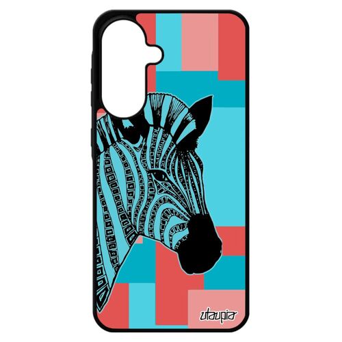 Coque Silicone Pour Pour Samsung Galaxy A56 5g Zebre Carr¿ Souple Tribal De Protection Caoutchouc Dessin Tanzanie Cadeau D'anniversaire