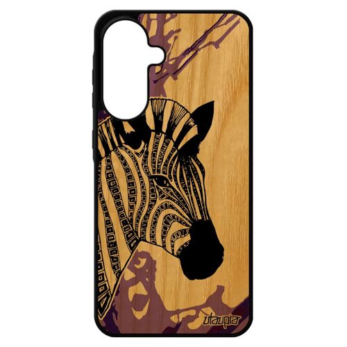 Coque En Bois Zebre Pour Galaxy A56 5g Silicone Housse Antichoc Tribal Rayure Dessin Violet Mobile Peinture Ethnique Animal De Pour Samsung