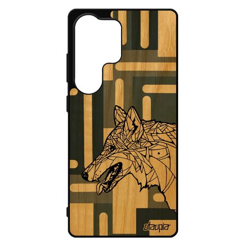 Coque Pour Pour Samsung Galaxy S25 Ultra Bois Silicone Loup Azteque Personnalis¿ Case Graphique Femme Gris Cubique Noir Tribal Dessin De