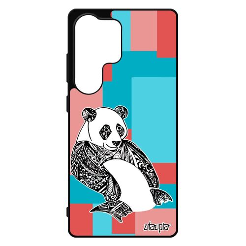 Coque Pour S25 Ultra Silicone Panda Cube Rose Femme Ecologie Housse Design Geometrique Mobile Tribal Noir Ethnique De Pour Samsung Galaxy