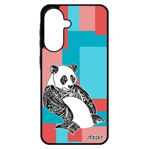 Coque Pour Samsung A56 5g Silicone Panda Femme Tribal Graphique Noir Rose Animaux Geometrique Rigide Carr¿ Aluminium Ethnique Cube Pour Galaxy