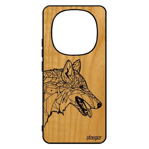 Coque Pour Pour Xiaomi 14 Pro+ Plus 5g /Redmi Note 14 Pro En Bois Silicone Loup Tribal Mobile Ethnique Case Dessin Solitaire Noir Hiver