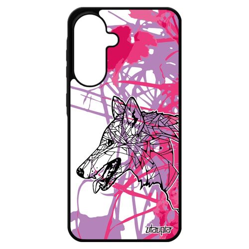 Coque Pour Galaxy A56 5g Silicone Loup De Protection Dessin Unique Fleur Graphique Tribal Solitaire Mobile Rose Antichoc Nature Pour Samsung