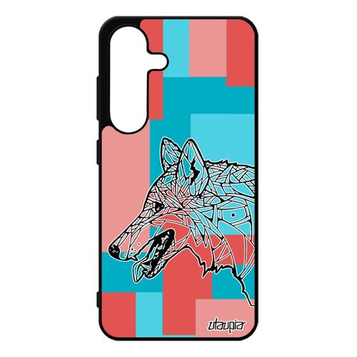 Coque Pour Galaxy S25 Silicone Loup Foret Fantaisie De Protection Dessin Animaux Etui Personnalis¿ Geometrique Cube Rose 5g Carr¿ Pour Samsung