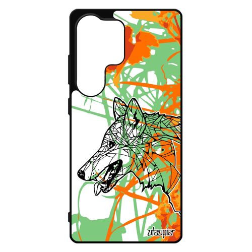 Coque pour Samsung S25 Ultra silicone loup husky SM-S938B nature alpha jolie Orange feuilles fleur personnalis¿ chien dessin case pour galaxy