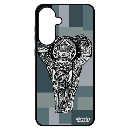 Coque Silicone Pour Galaxy A56 5g Elephant Homme Animal Gris D'afrique Azteque Cadeau Fete Des Peres Geometrique Tribal Ethnique Pour Samsung
