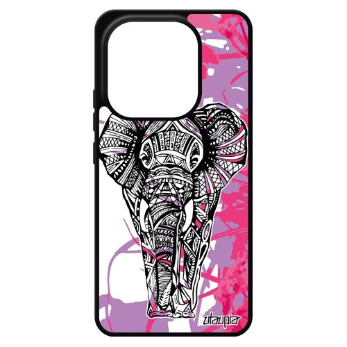 Coque Pour Pour Xiaomi Redmi Note 14 4g Europe Silicone Elephant Nature Ganesh Azteque Animal Graphique Housse Rose D'afrique Design De