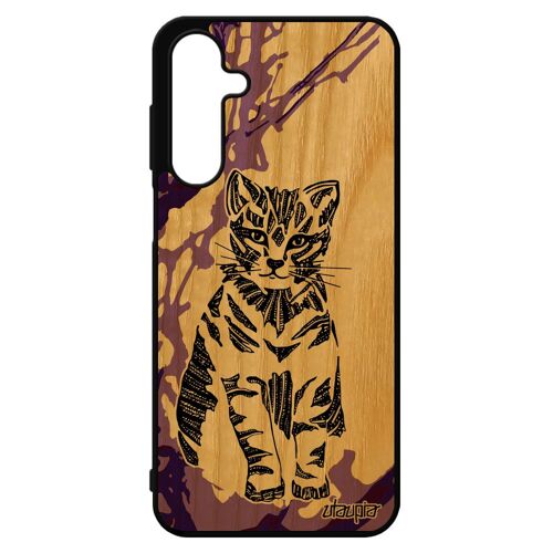 Coque Bois Silicone Pour Samsung A16 4g 5g Chat Design Femme Animal Tigr¿ 4g Telephone Violet Dessin Ethnique Fantaisie Tpu Pour Galaxy